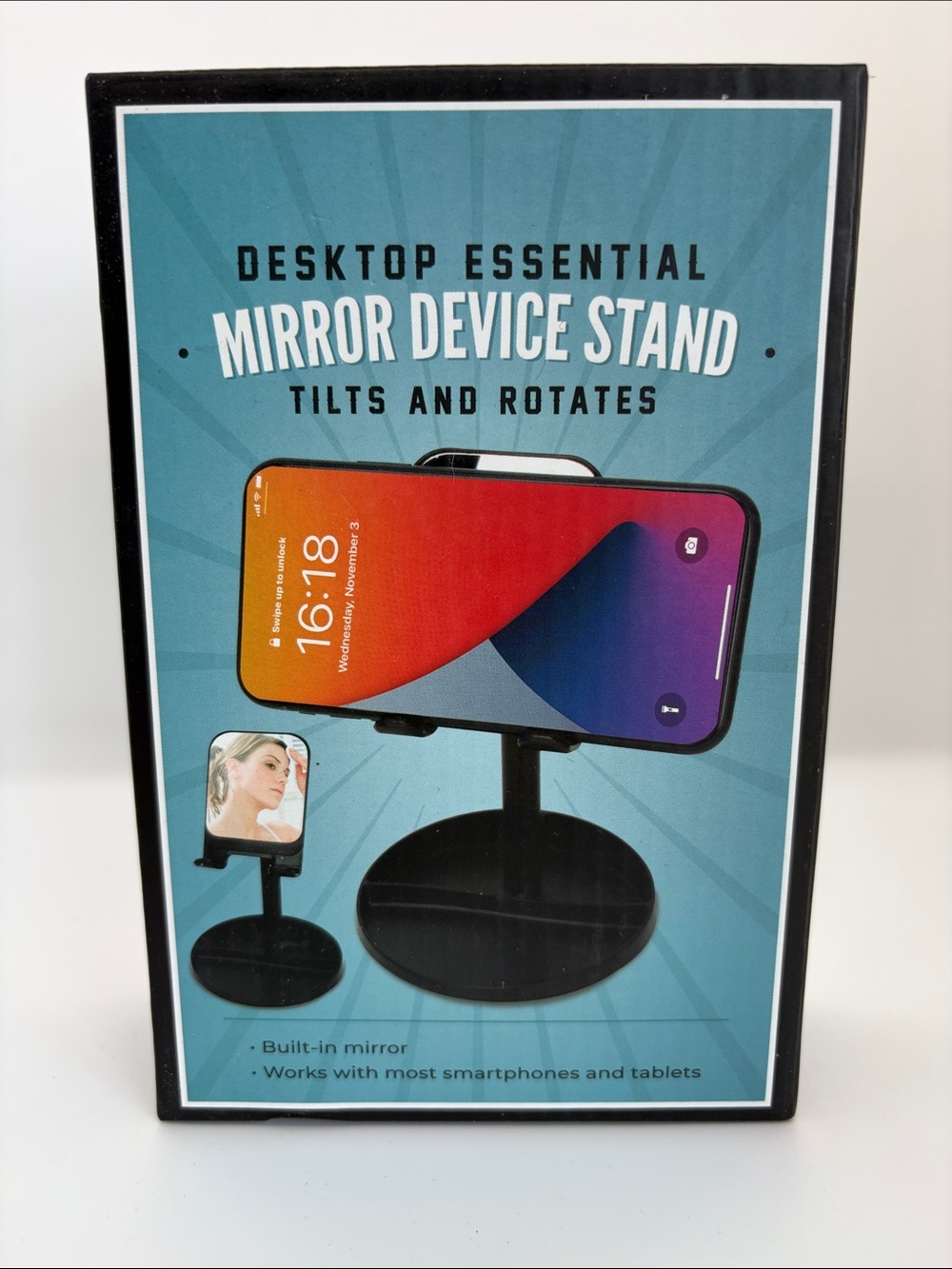 NEW Desktop Essential Mirror Device Stand - Tilts & Rotates Black